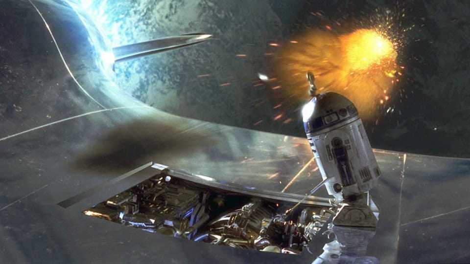 spaceship with a man in a space suit and a star wars scene