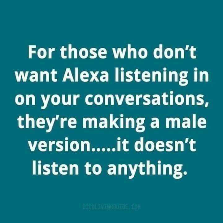 a blue background with a quote that says for those who don ' t want alexa listening on your conversations,