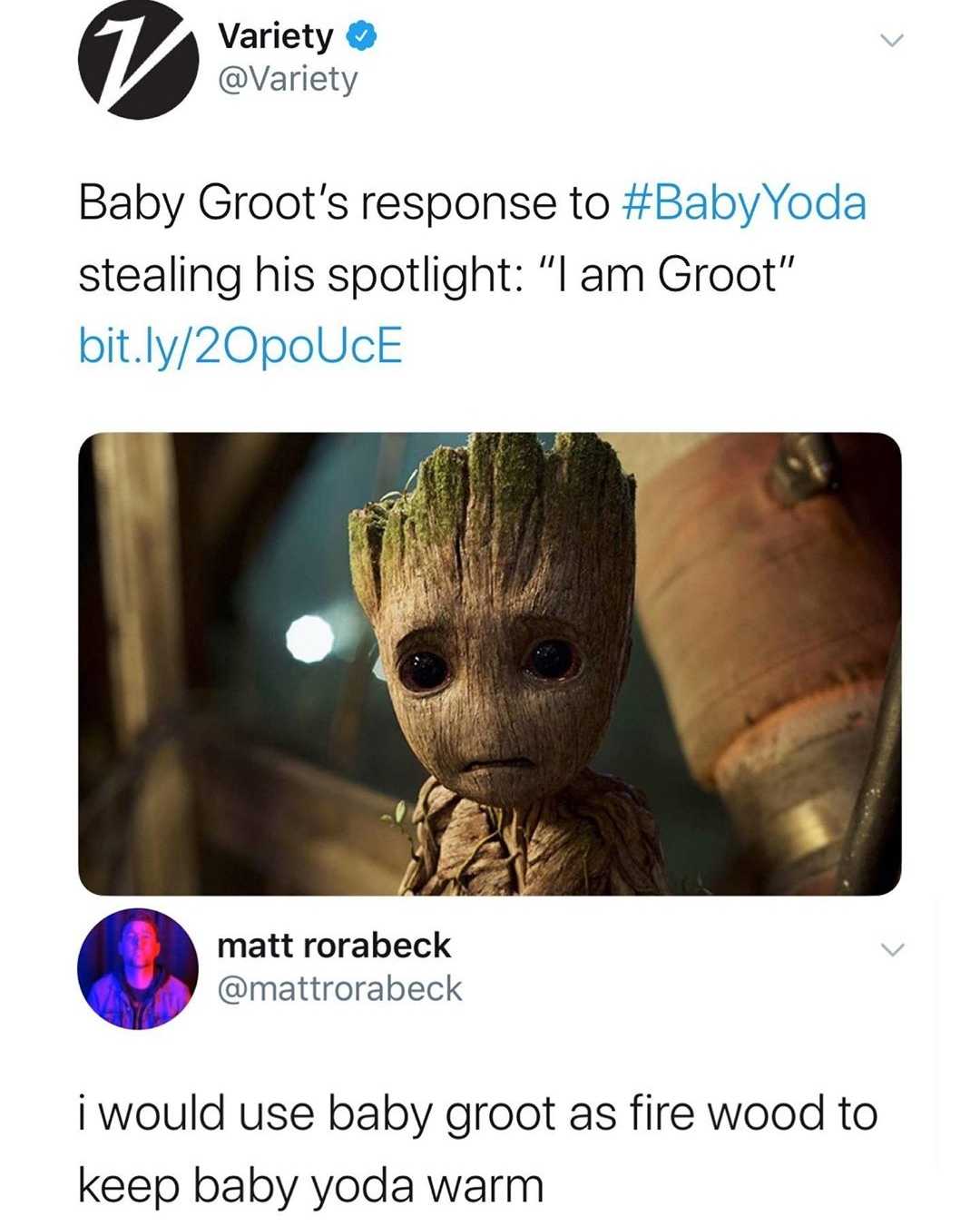 a close up of a baby grooter on a twitter account