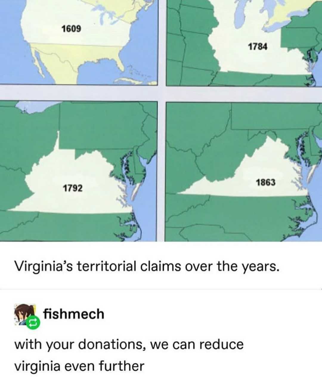 a picture taken from a social media account shows a map of virginia and the state of virginia