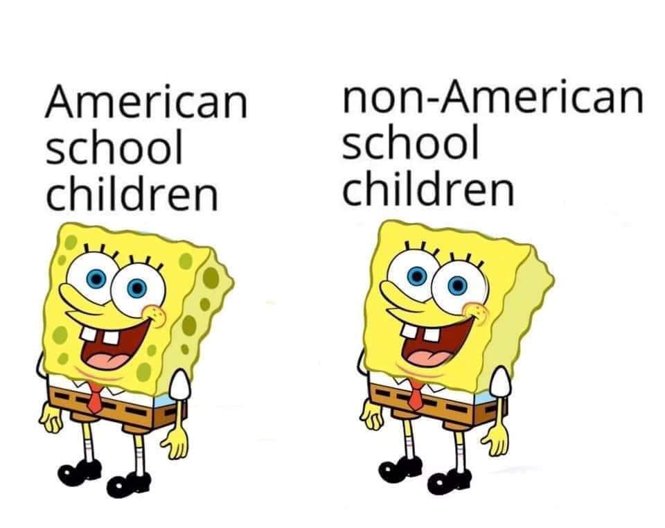 two cartoon sponge sponges with the words american school children