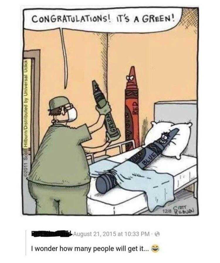 a cartoon of a man in a hospital bed with a crayon