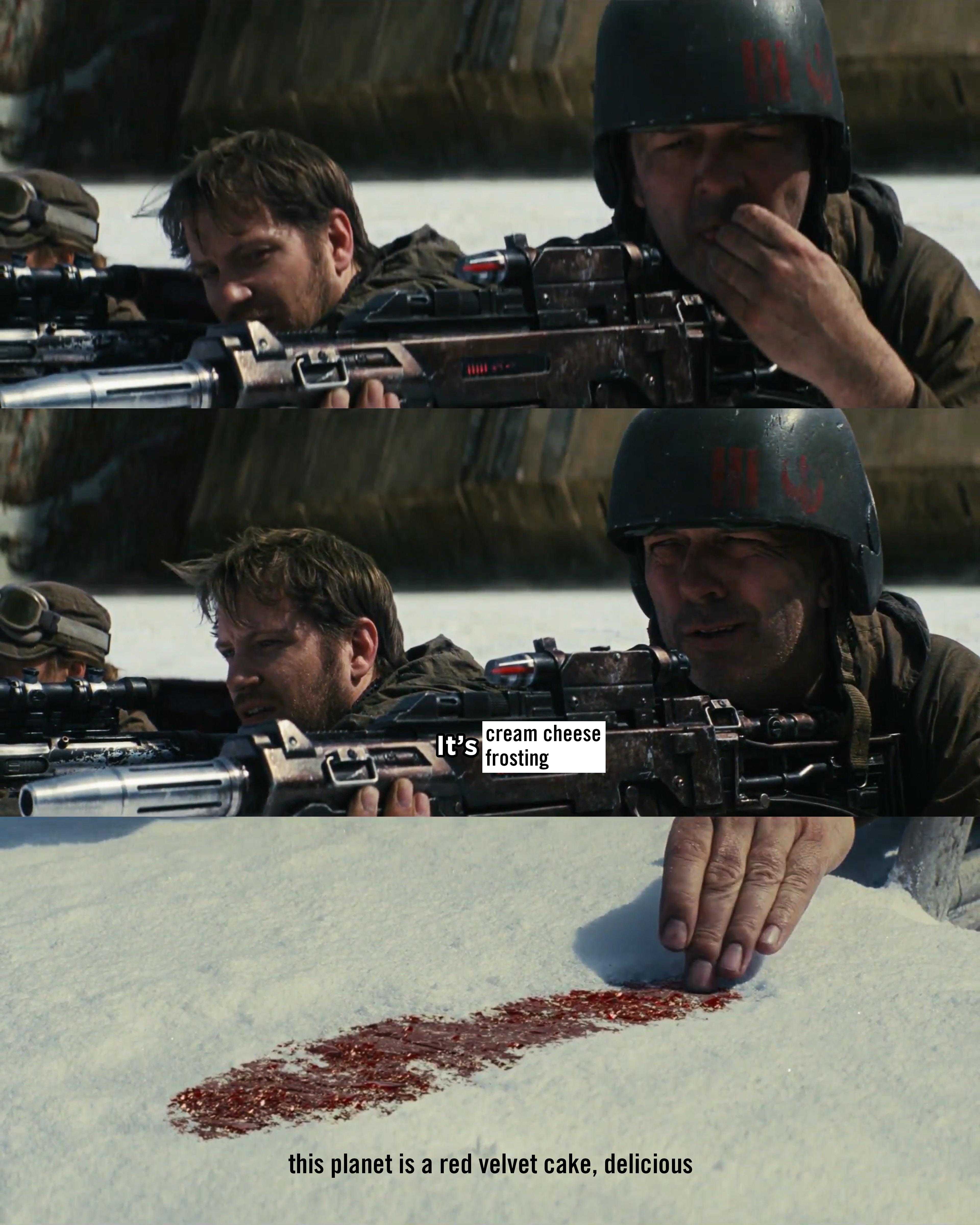 there are three men in helmets and holding guns in the snow