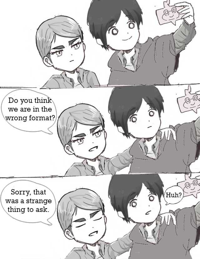 a cartoon drawing of a boy and girl with a question