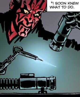 darth vader is getting ready to use a laser gun