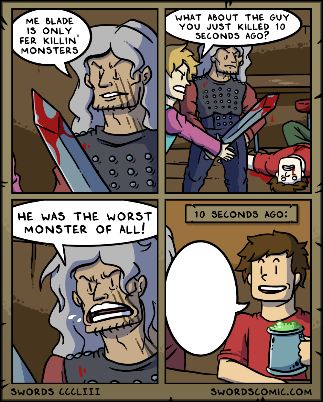 a cartoon comic strip with a comic strip about a man in armor