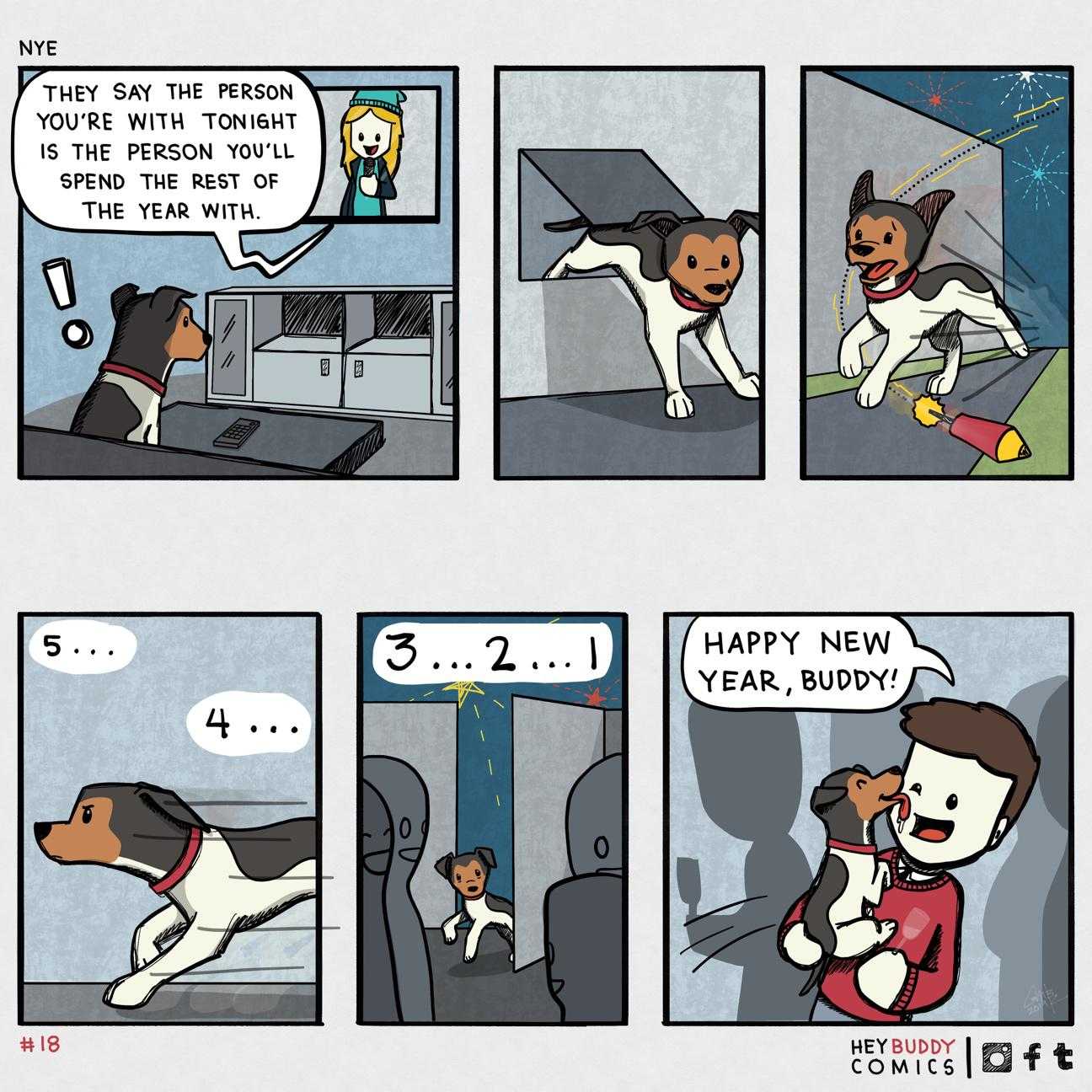 a cartoon of a dog is trying to get a new year