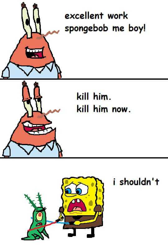 cartoon of spongebob being a good boy