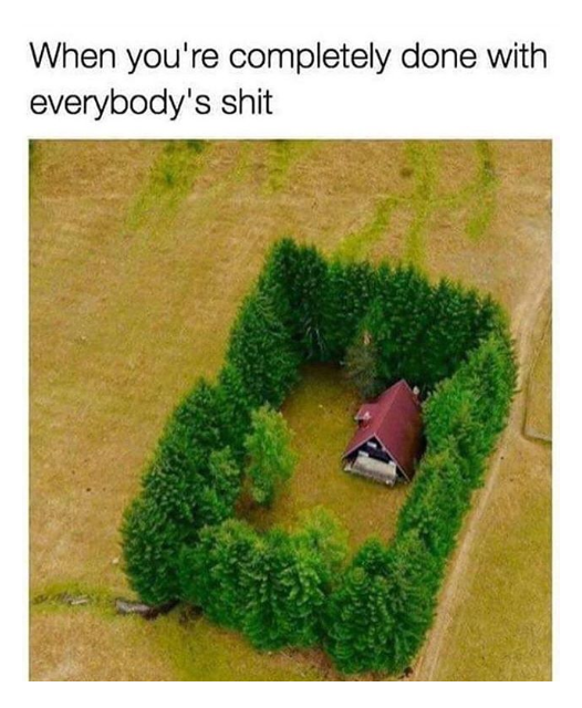 a picture taken from above of a house in a field with a hedge