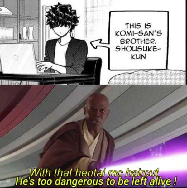 anime meme of a man sitting at a desk with a laptop