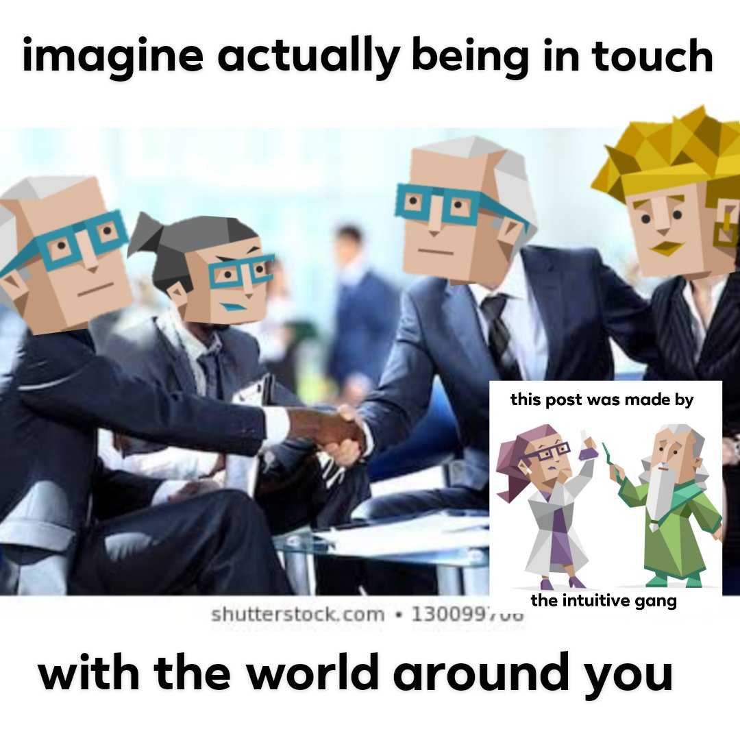 there are three people in suits shaking hands with a picture of them