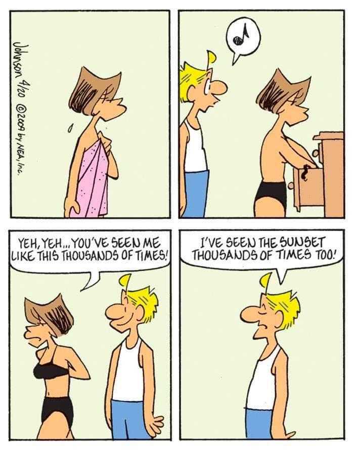 a cartoon strip of a man and woman talking to each other