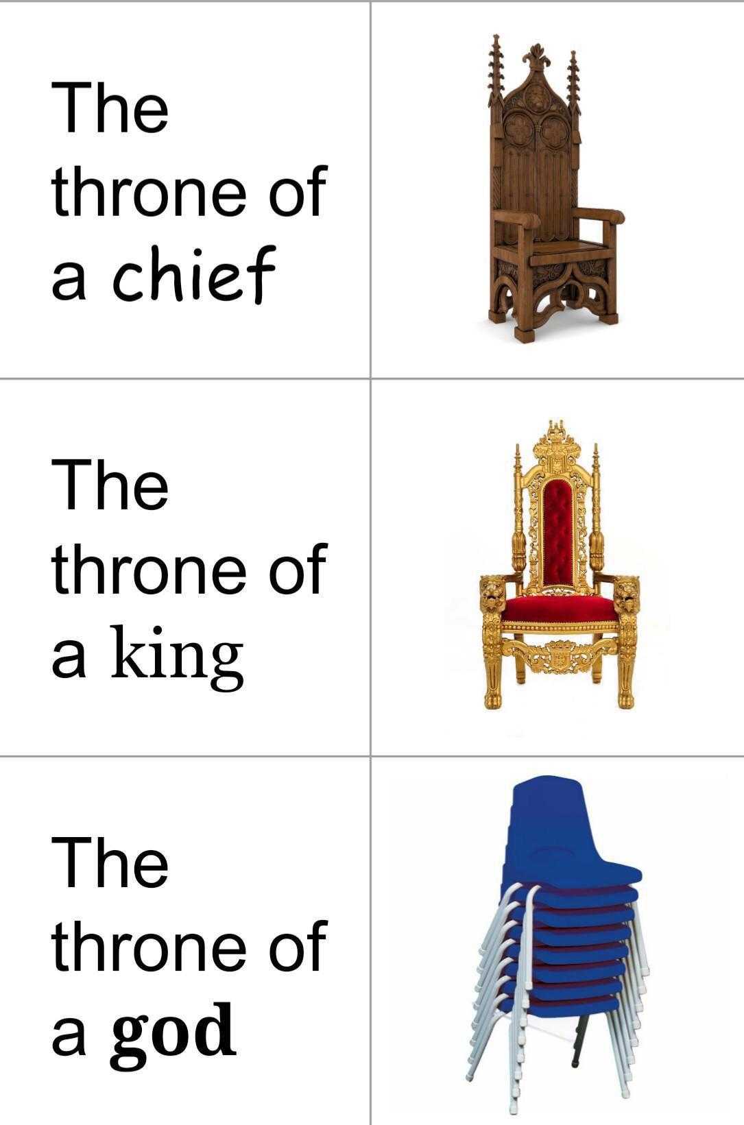 a picture of a set of four chairs with the words throne of a chief