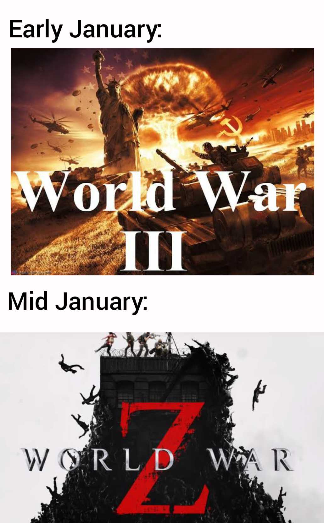 a poster with a picture of a war zone and a picture of a world war ii poster