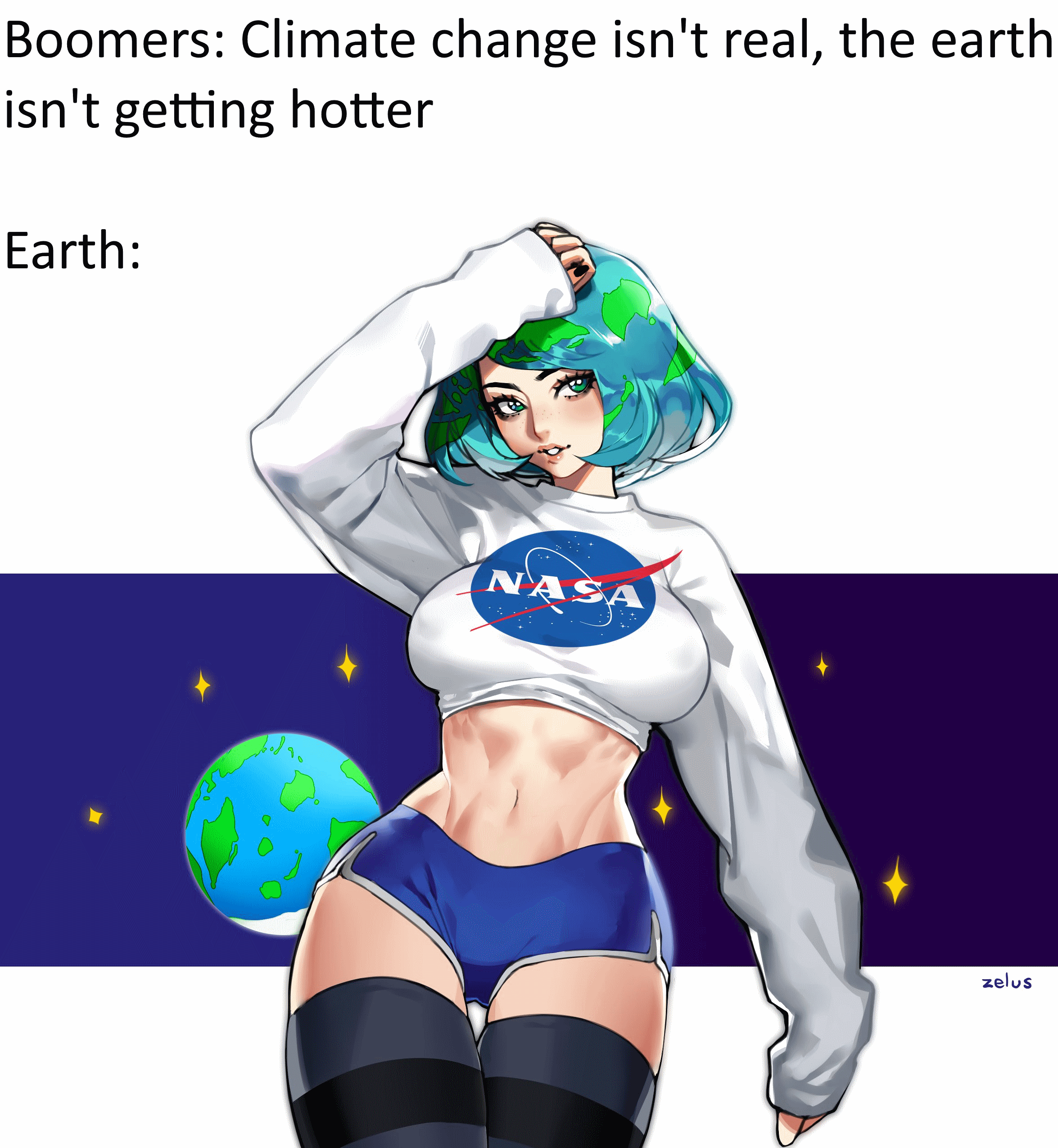 image of a woman in a nasa outfit with a planet in the background