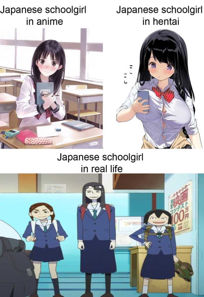 anime memes about japanese schoolgirls in real life