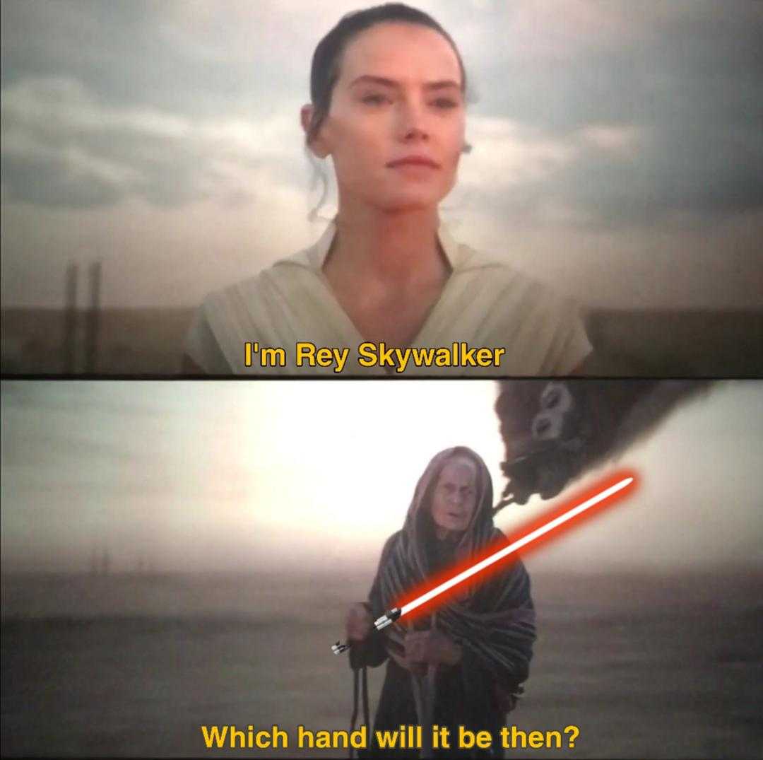 a picture taken from a star wars movie with a caption of rey skywalker