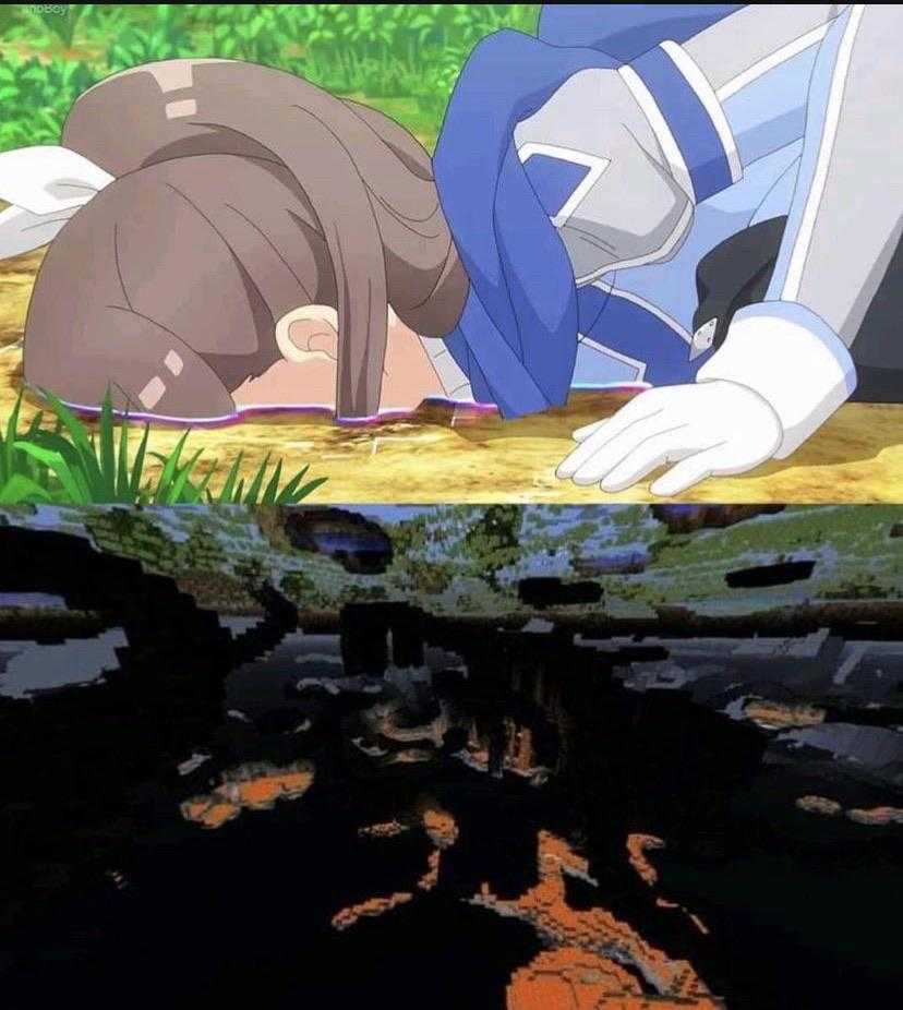 anime scene of a woman laying on a log with her head on the ground