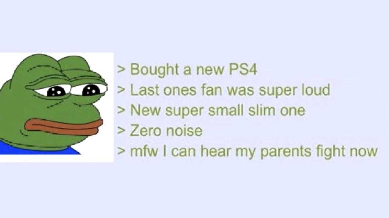 a cartoon frog with a caption saying that he is a new ps4