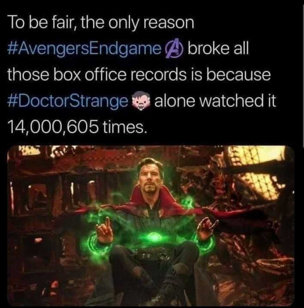 avengers endgame joke about doctor strange and watching it