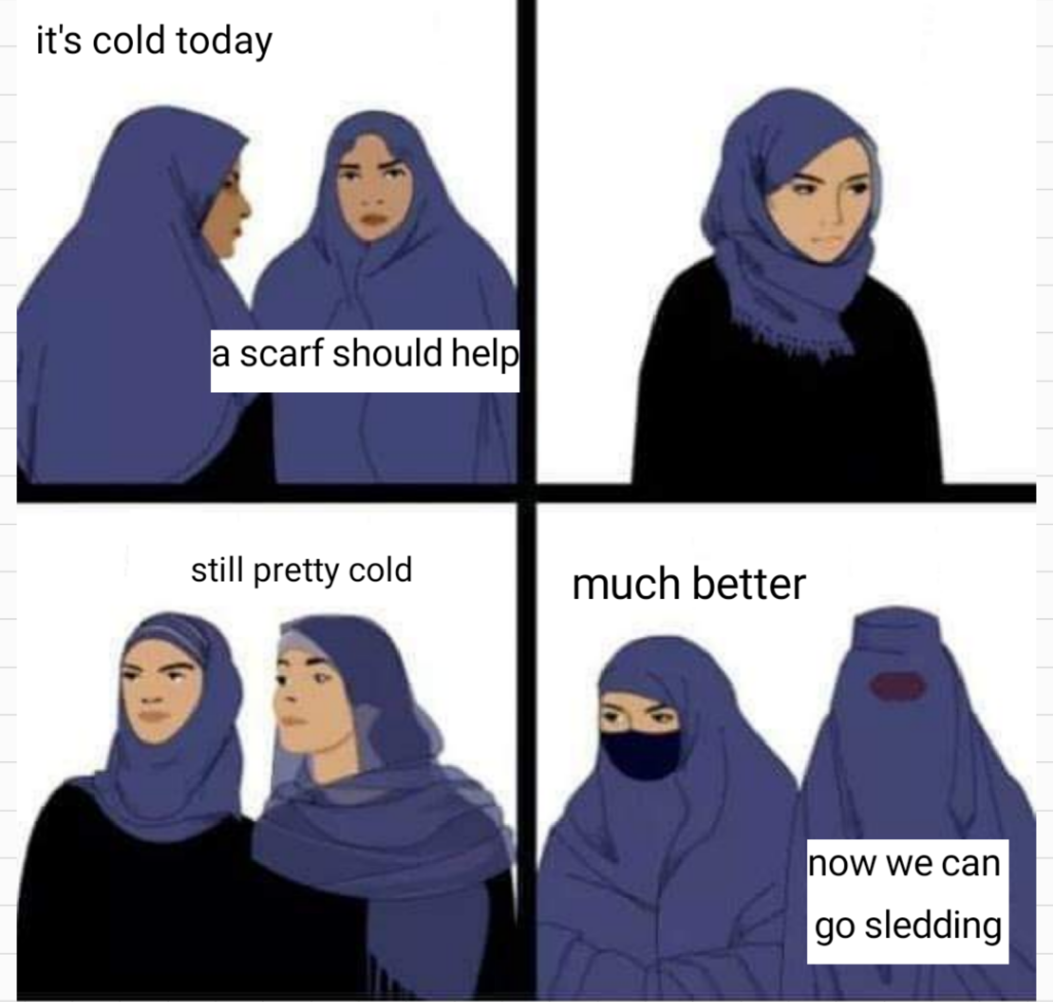 a cartoon of a woman wearing a hijab and a scarf