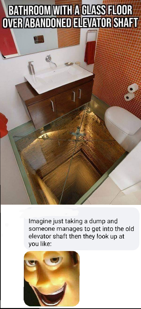 there is a bathroom with a glass floor and a sink