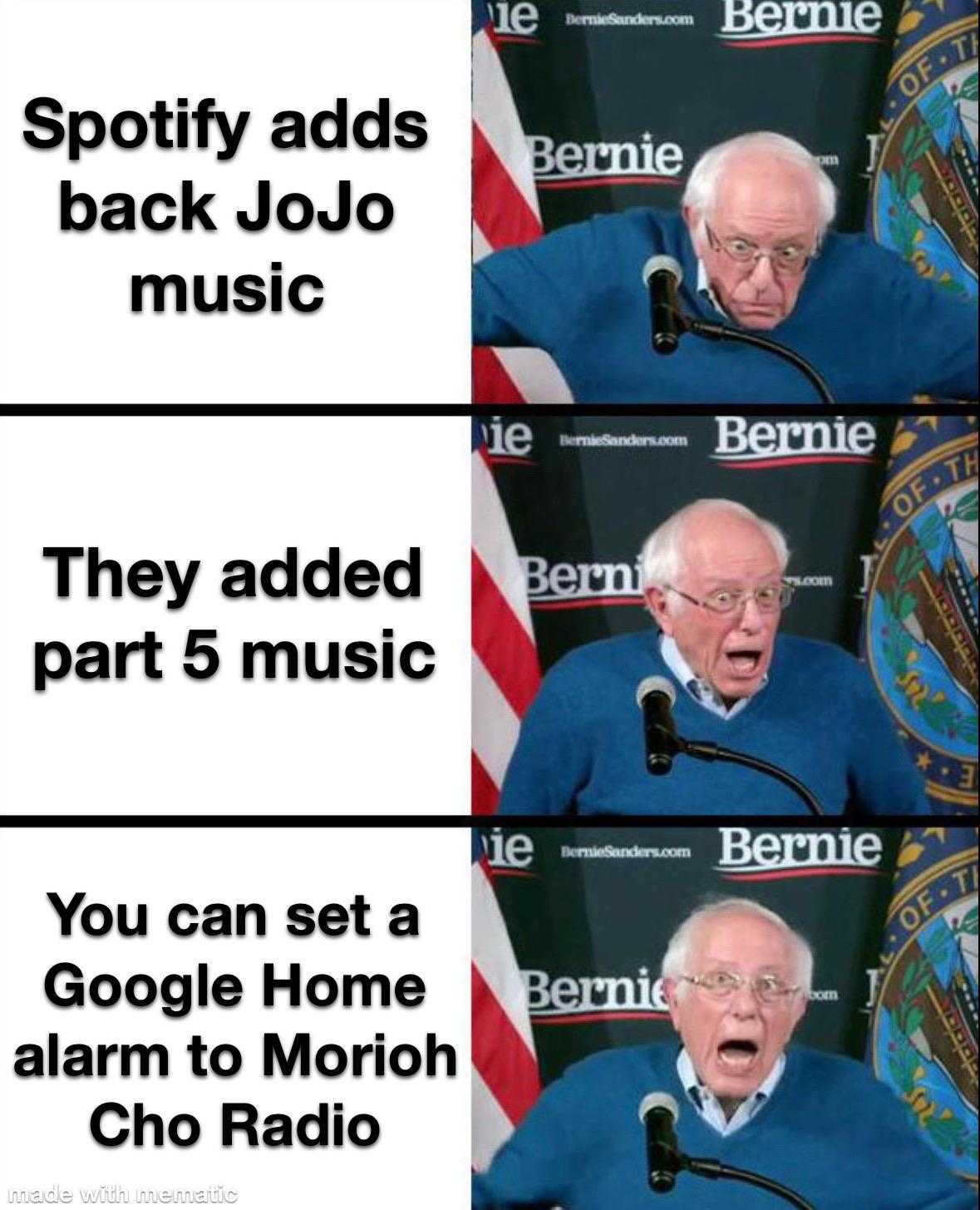 a picture taken from a facebook page of bernie sanders speaking into a microphone