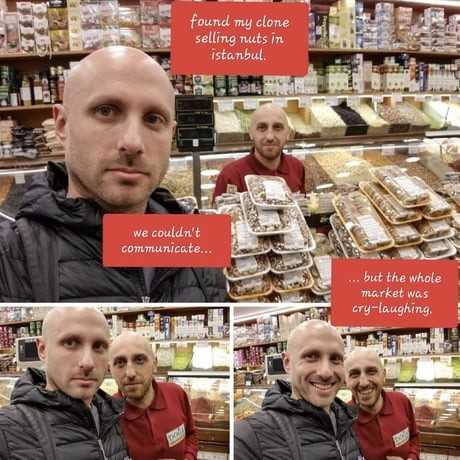 man in a grocery store with a lot of food