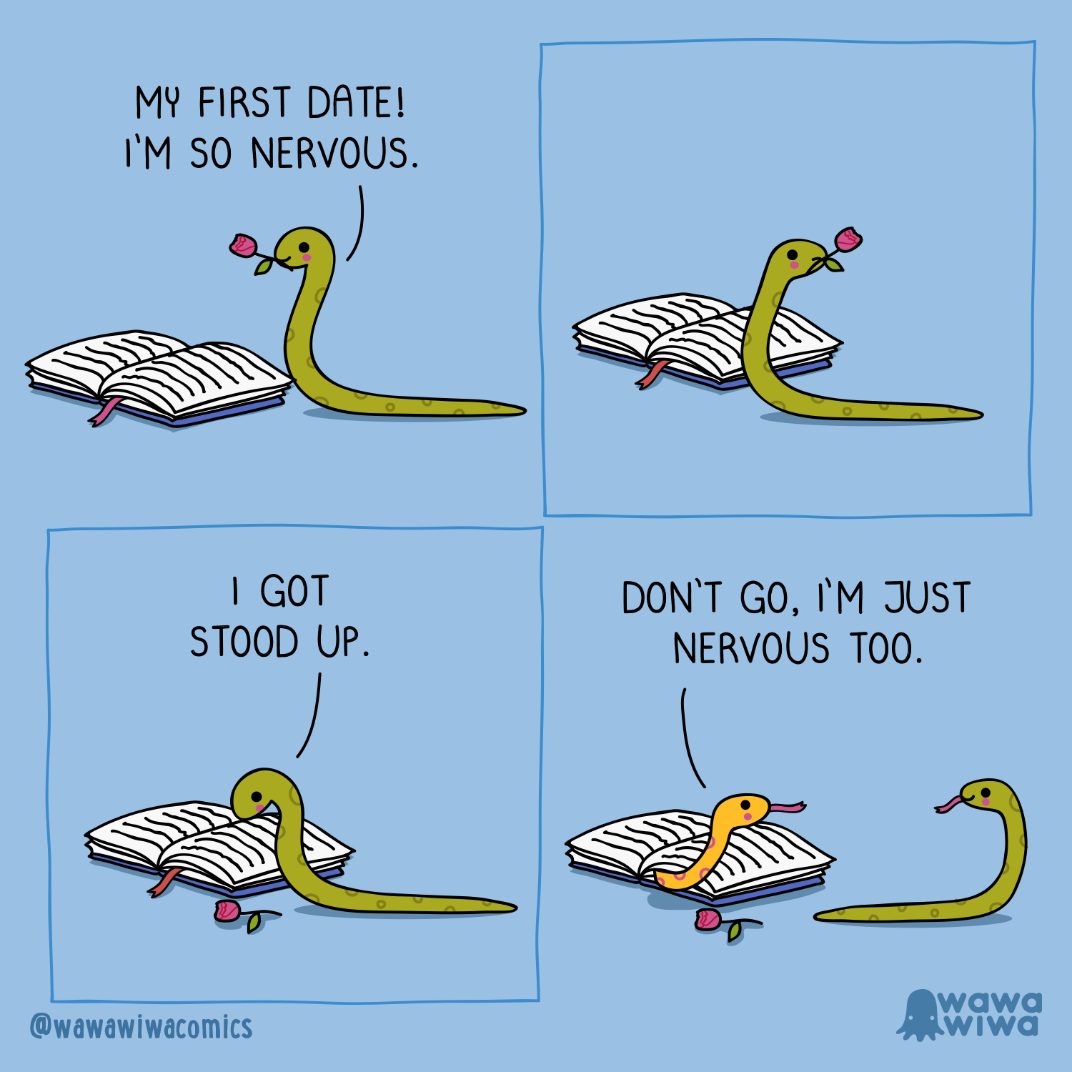 cartoon of a snake reading a book and a snake reading a book