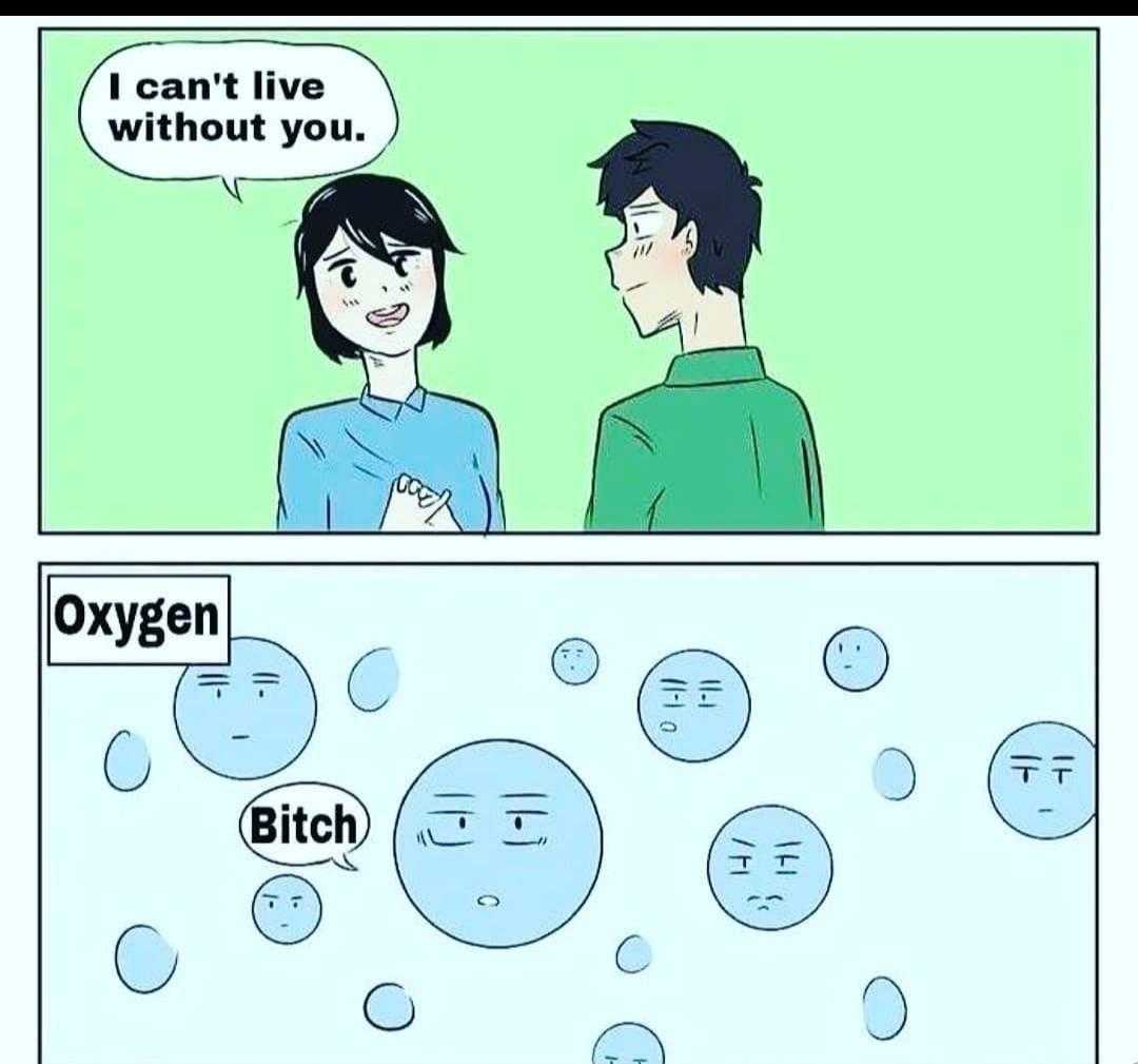 cartoon of a man and woman talking to each other about oxygen