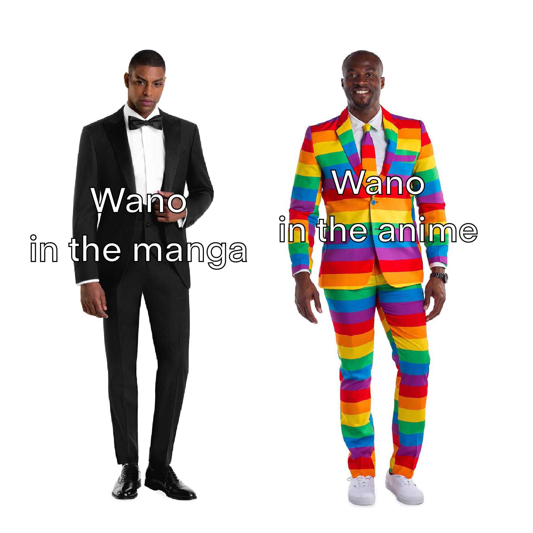 two men in colorful suits with the words wanna in the magna