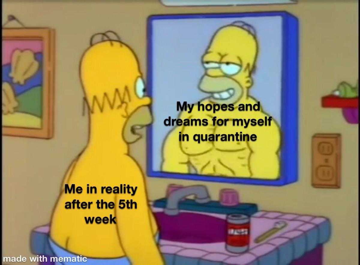 simpsons meme of a man in a bedroom with a picture of himself