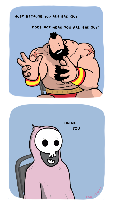 cartoon of a man with a beard and a skull on his chest