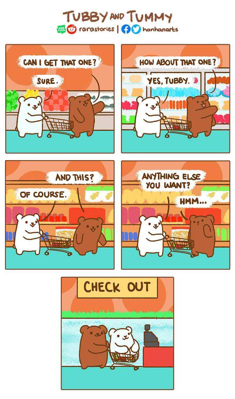 a cartoon of a bear and a bear bear are shopping