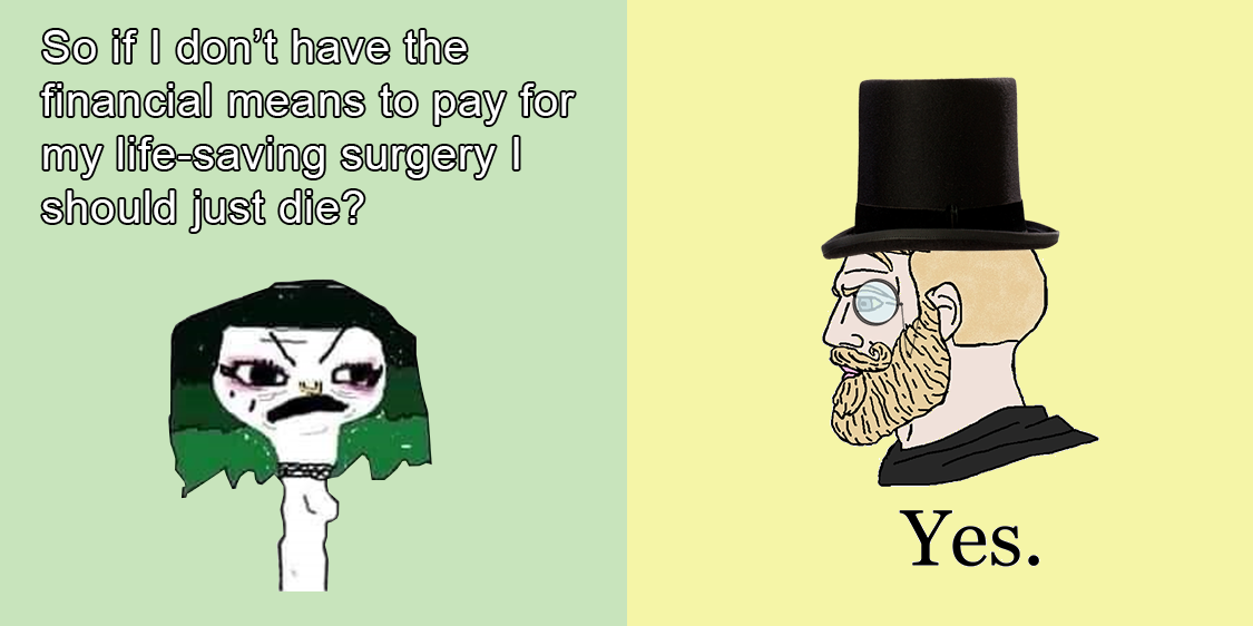 cartoon of a man with a beard and a woman with a top hat