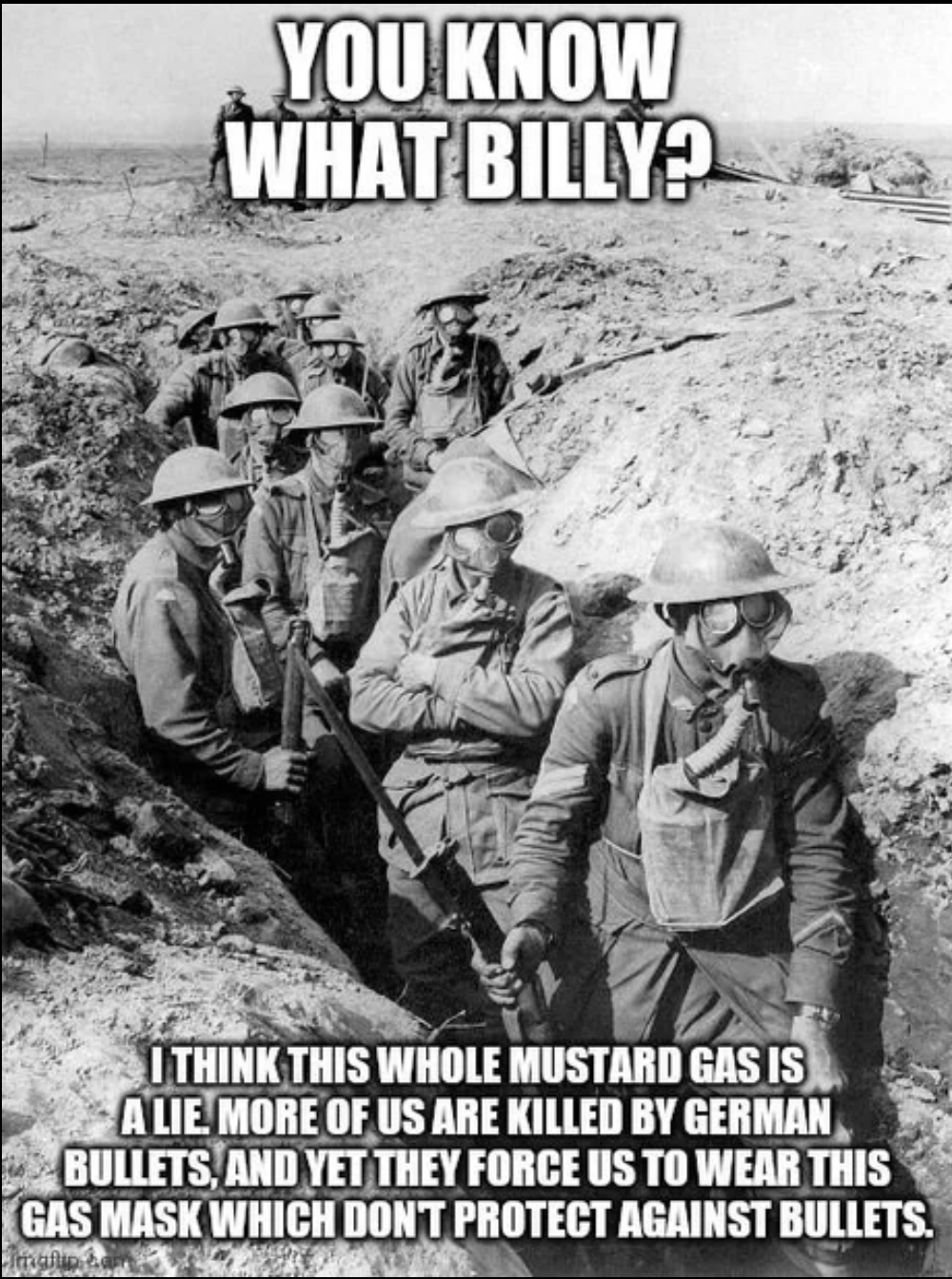 a black and white photo of a group of soldiers in a trench