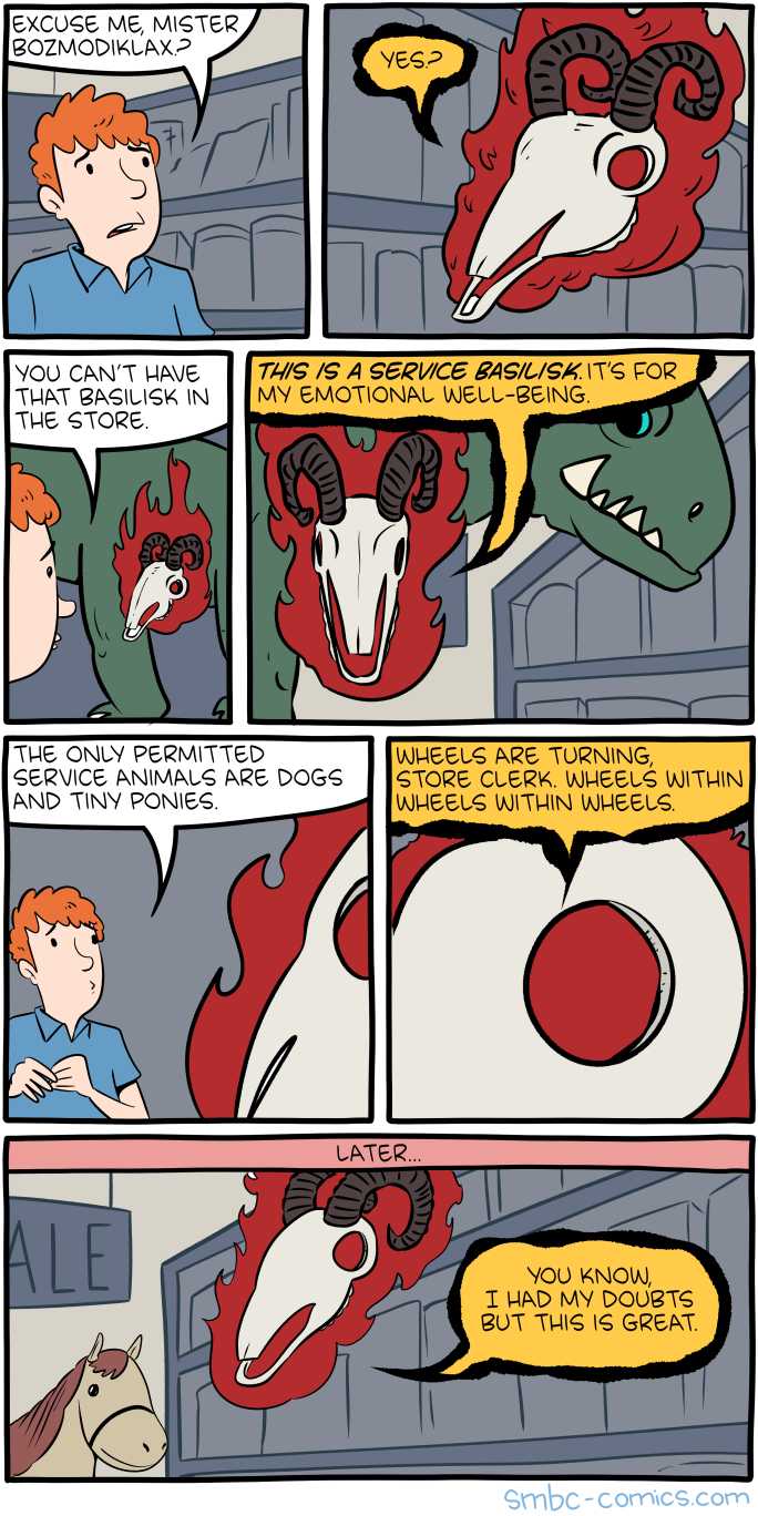 a comic strip with a cartoon of a man and a dragon