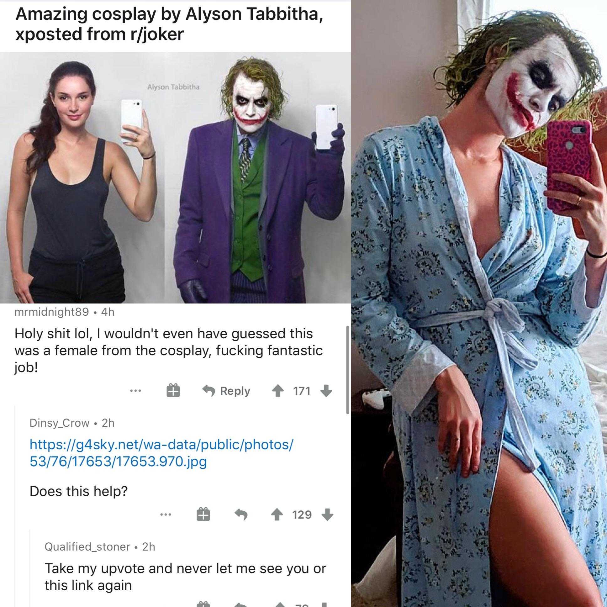 araffiction of a woman dressed as the joker and a man dressed as the joker