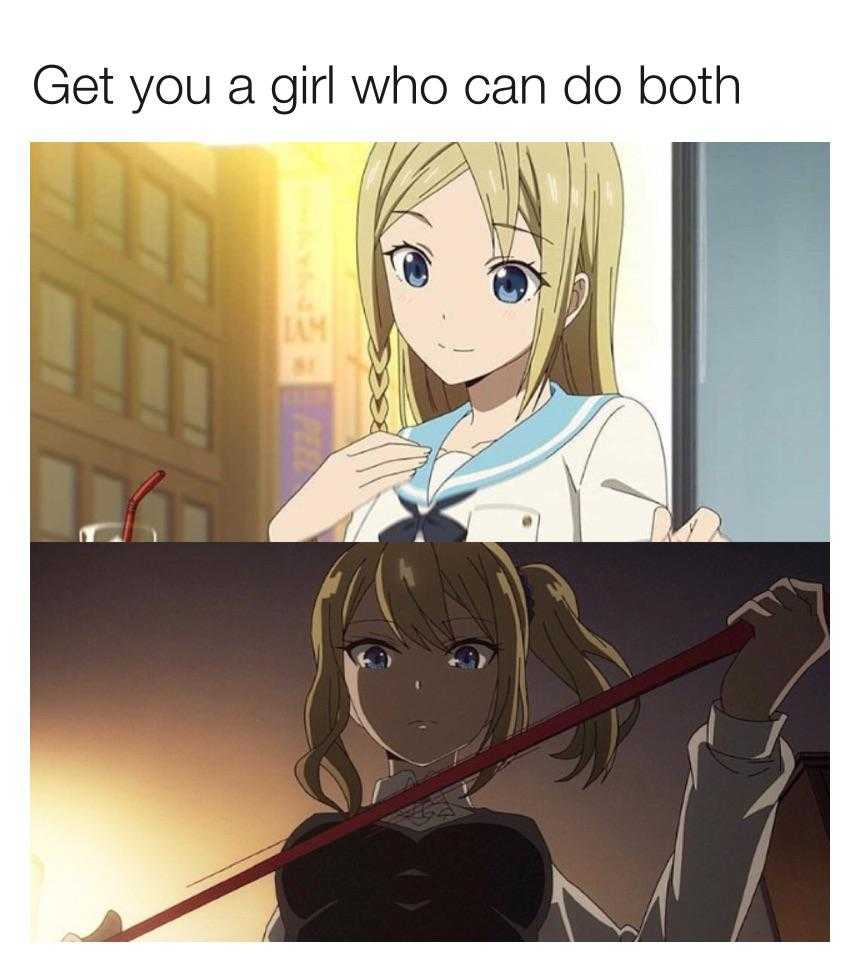 anime girl with a sword and a girl with a bow