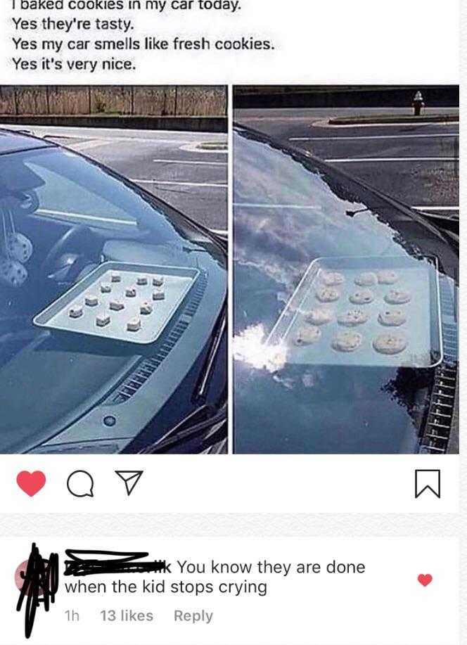 car with a bunch of cookies on the hood