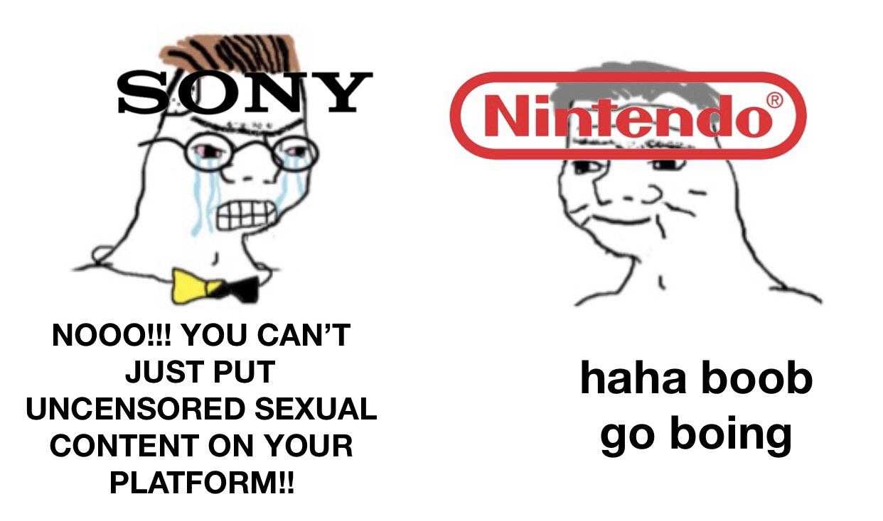 a cartoon picture of a man and woman with a nintendo logo