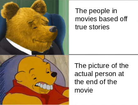 a cartoon bear in a suit and tie with the caption of the movie