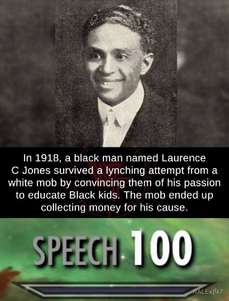 a black man named laurence jones survived a lynch attempt from a white mobby enviring them his passion to educate black kids