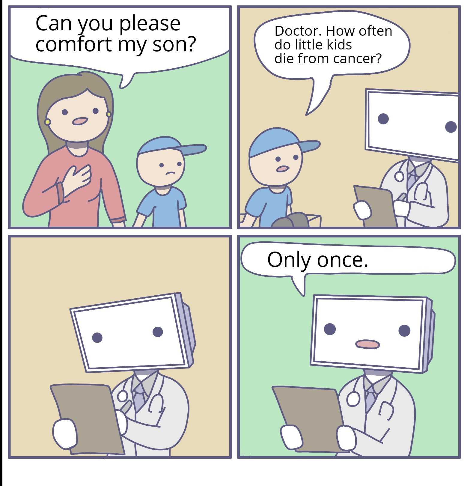 cartoon of doctor and patient talking to each other about their own