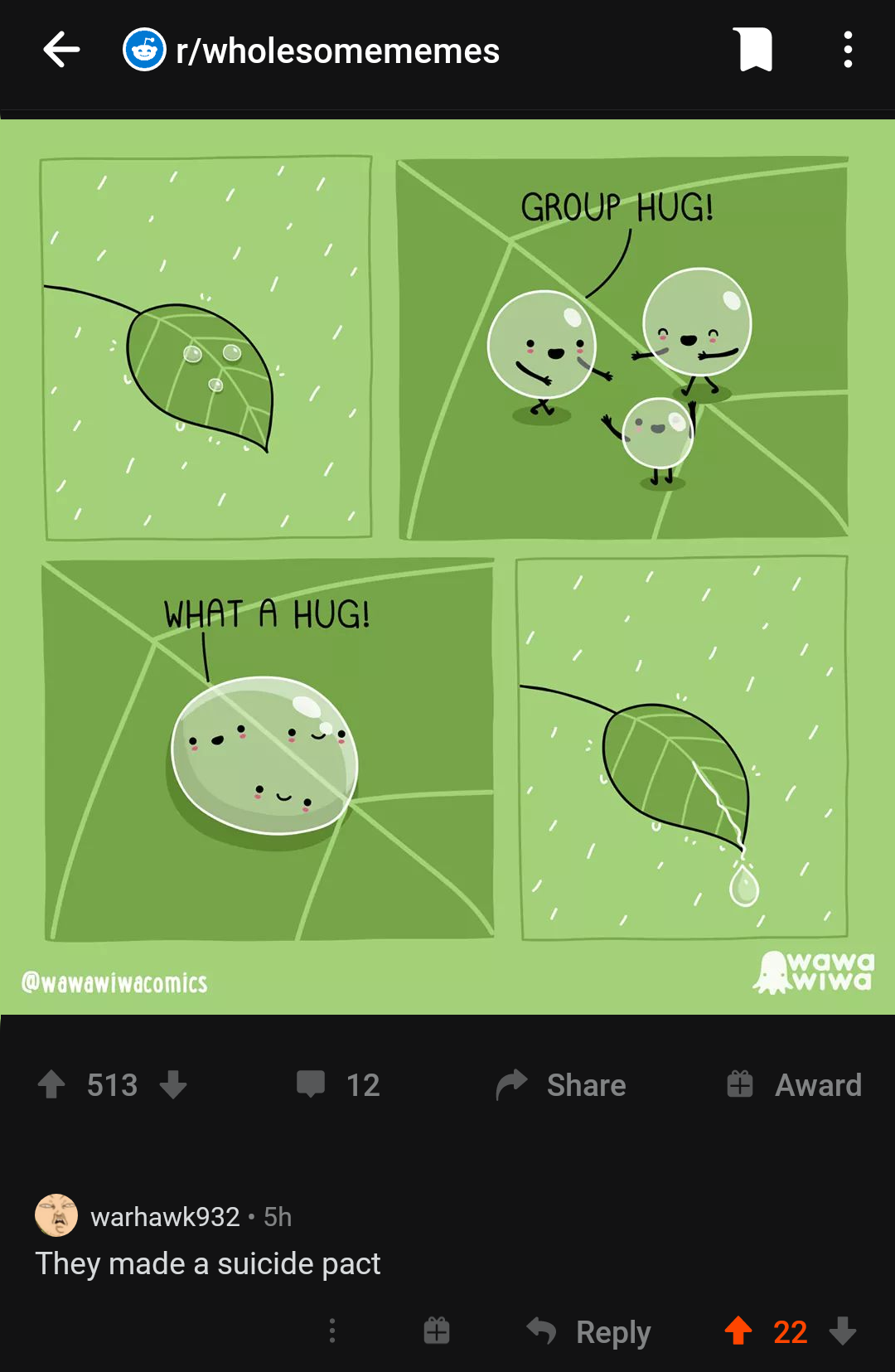 there are two pictures of a group hug and a leaf