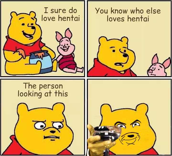 cartoon of winnie the pooh being told to his friend