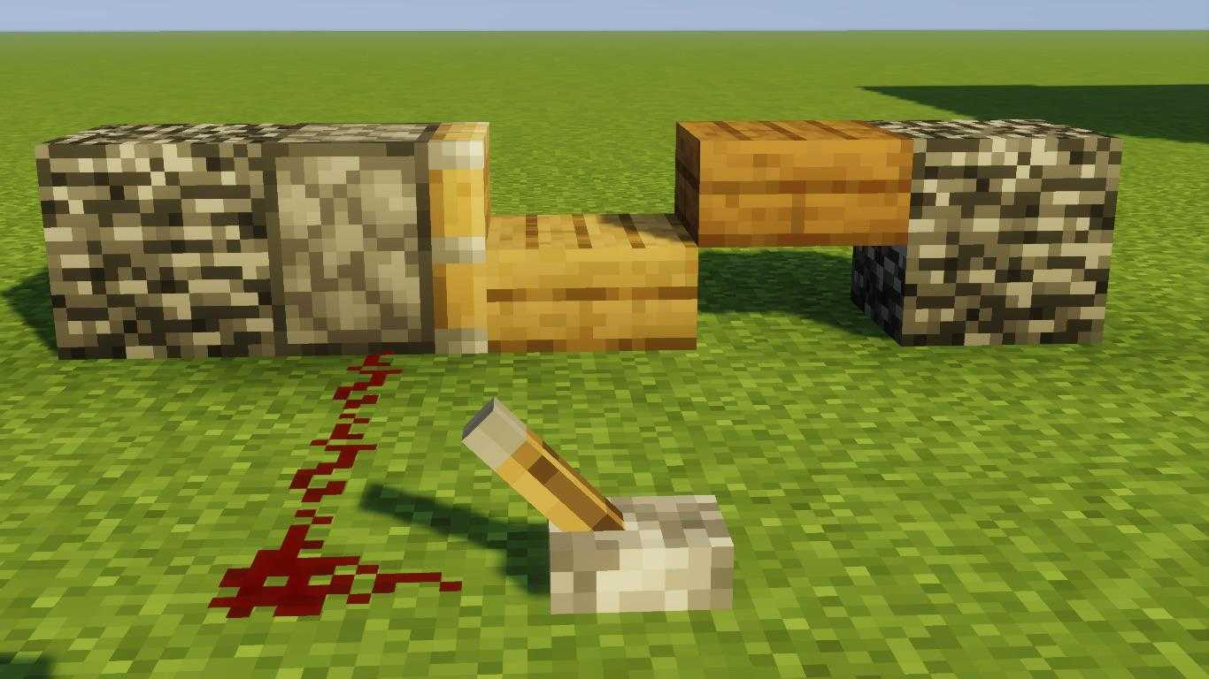 a picture taken from a minecraft video of a knife and a block