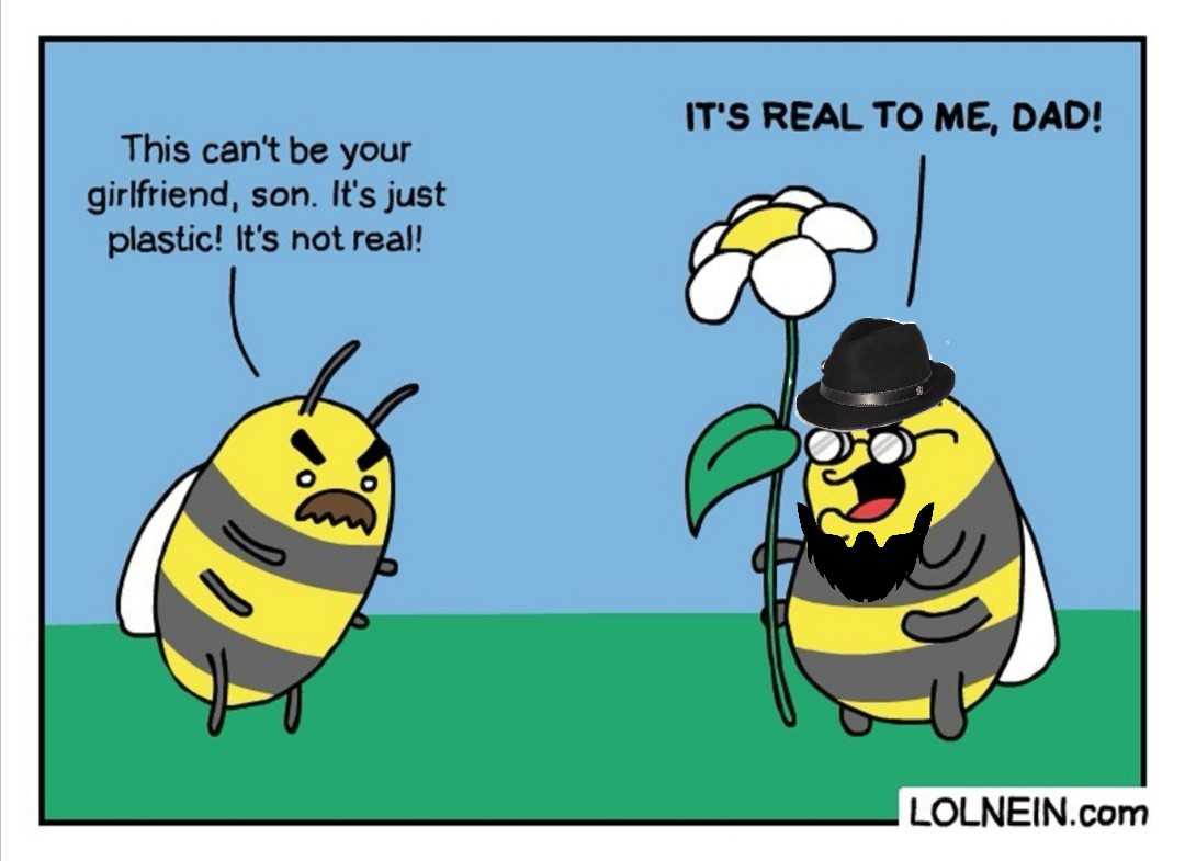 a cartoon of a bee and a bee with a flower