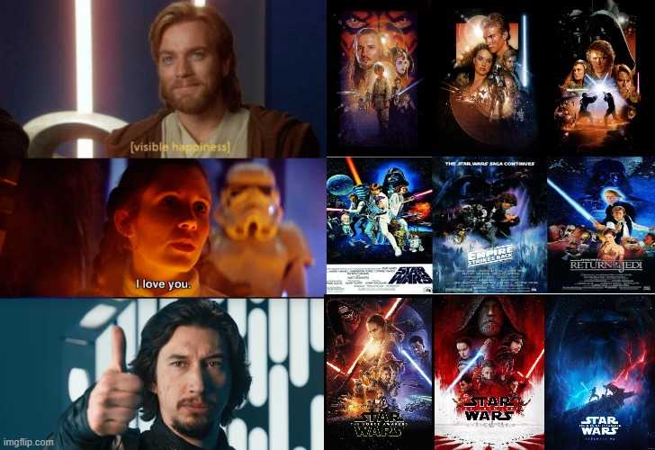 a close up of a collage of star wars movies