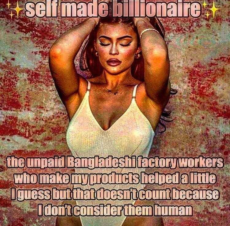 woman in a white bodysuit with a caption that reads self made billionaire